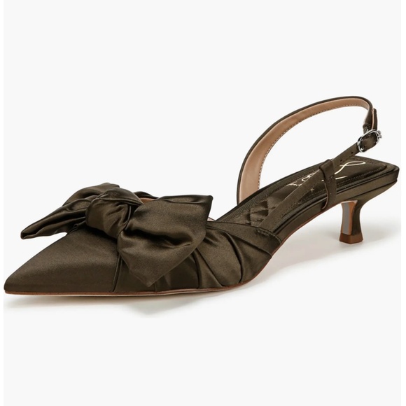 Sam Edelman Treena Bow Plissé Pointed Toe Kitten Heel Sandal - Picture 4 of 16